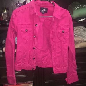 NEON PINK DENIM JACKET